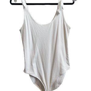 Old Navy White Ribbed Tank Bodysuit